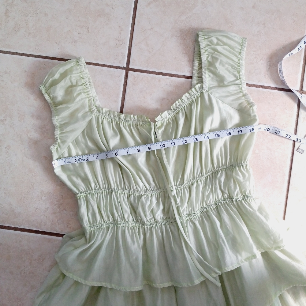 Anthropologie Current Air Ruffled Tiered Midi Dress Mint L - Picture 12 of 16